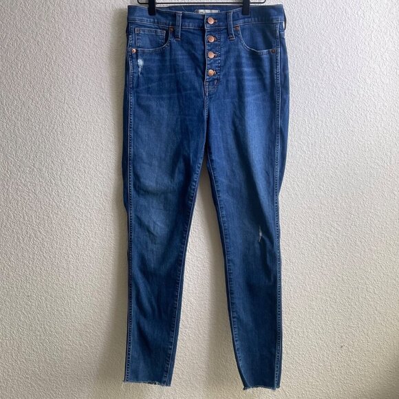 Madewell 10" High-Rise Button Fly Skinny Jeans | Size 29 | Hannah Wash - Picture 4 of 13